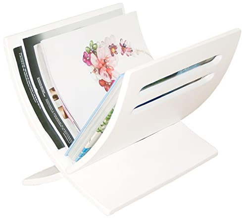 Homestyle4u 964, Zeitschriftensammler Holz Weiß Zeitungsständer Modern Magazinhalter Zeitschriftenständer