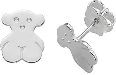 TOUS Ohrringe aus Sterlingsilber für Mädchen mit Druckknopfverschluss, Größe 0,65 x 0,85 cm, Schlichtheit und Eleganz, ALL Bear Collection