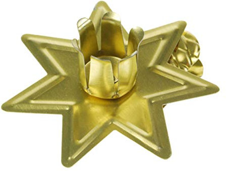 hdg Baumkerzenhalter Stern mit Tannenzapfen 8 Clips Gold