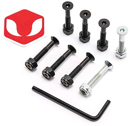 Venom 1.5 - Allen Key Directional Skateboard/Longboard/Cruiser Deck Bolts/Screws/Hardware - Black/Silver