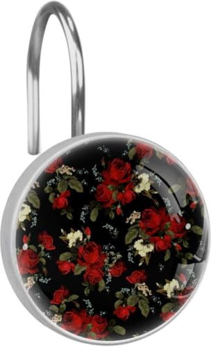 Eslifey - Ganchos para Cortina de Ducha, diseño de Hojas de Paraguas, 12 Unidades, Acero Inoxidable, Style03, 3.7x3.7cm