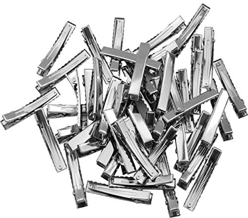 JOYOYO 50 Pcs Crocodile Clips Metal Alligator Clips Kids Hair Bow DIY Accessory - Small Size 1.75 Inch Silver