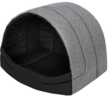 Hundehütte Hundehöhle Hundebett Hundehaus Katzenhöhle Schlafplatz M - 50x38 cm Grau