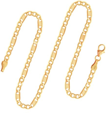 EDELIND Goldkette Herren Damen 585 Echtgold - 3.5mm Fantasiekette 42 cm Gelbgold - massiv Halskette mit stilvoller Geschenkbox