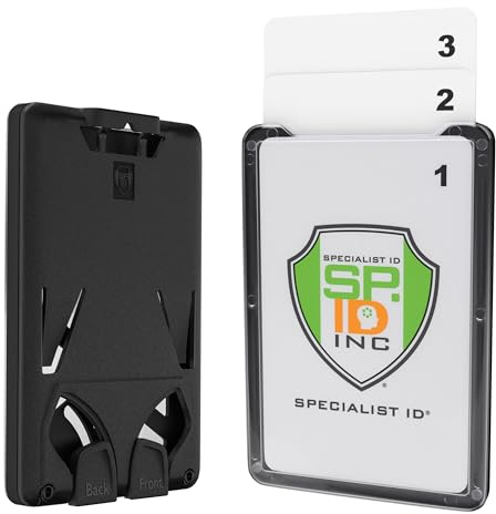 2 Pack - 3 Card Badge Holder Up to Three ID Badges - Heavy Duty Vertical Rigid Hard Plastic Case for Multiple Cards - Polycarbonate - Tactical CAC, Smart & Swipe I'd Holders by Specialist ID (Black)