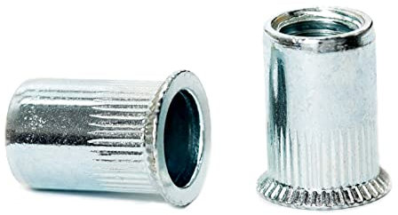 M5 x 13mm Countersunk Head Open End Blind Rivet Nuts Cylindrical Grooved Shank Metric AN318 Zinc Plated Steel Threaded Insert Nutsert Rivnuts (Pack of 20) C06B
