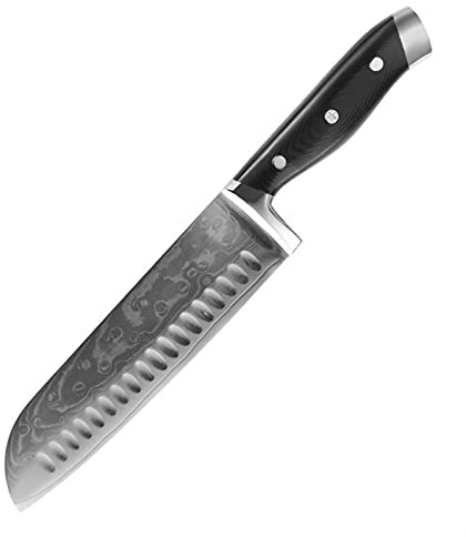 Cuchillo de cocina Damasco VG10 Chef Cuchillo Profesional Santoku Pescado Fileteado Cuchilla de carne Corte de corte Verduras Fruta Cuchillo (Color : Santoku Knife, Kitchen Knife Size : 8 inch)