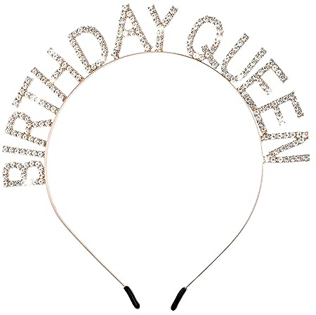 WLLHYF Corona di Compleanno in Oro Rosa - Diadema da Regina e Principessa, Fascia per Donna e Ragazze, Accessori per Feste in Lega di Zinco con Strass