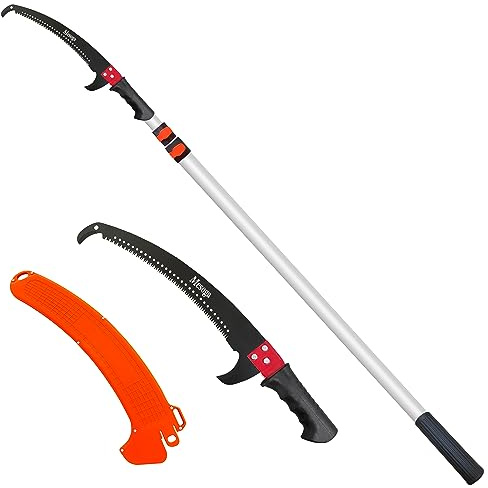 Mesoga 5-13FT Telescoping Pole Saw Extendable Tree Trimmer with 17-Inch Steel Blade & Case | Cuts High Limbs, Palms, Vines Safely, No Ladder Needed