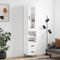 HETFTJN Highboard, Küchenunterschrank Apothekerschrank Schuhschrank Schmal Kommode Geeignet für Flur Schlafzimmer Küchenzeile Office Hochglanz-Weiß 34,5x34x180 cm Holzwerkstoff