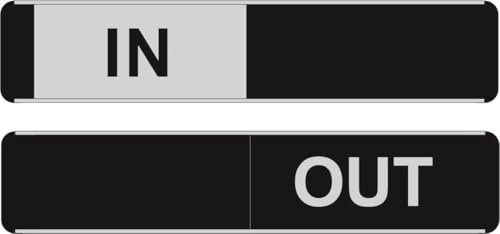 SECO IN/OUT Sliding Door Sign for Meeting Rooms - 255 x 52mm - Aluminium & PVC