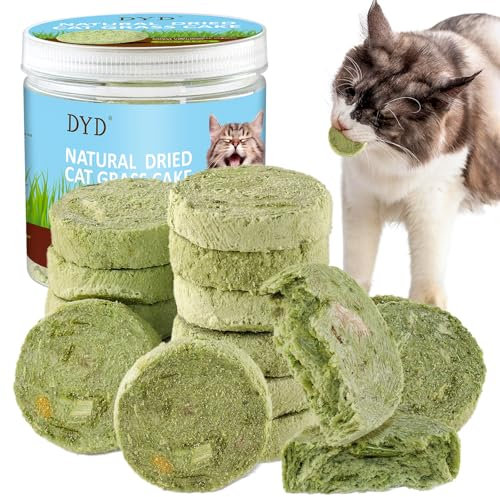 DYD Katzengras Gefriergetrocknete Katzen Leckerlies, Nahrhafter Katzengras-Snack, Hilft Beim Austreiben von Haarballen, Schützt Magen und Darm der Katze