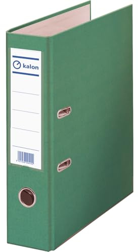 Classeur 2 Anneaux Q Kalon - A4+ (29x35 cm), Dos Large 7 cm avec Porte-étiquette Personnalisable, Capacité 520 Feuilles, Mécanisme à Levier Doux, Revêtement Résistant aux Chocs et Rayures - Vert