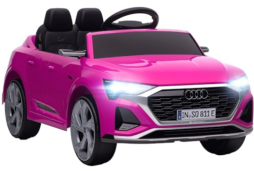 AIYAPLAY Audi Q8 E-tron Licensed Electric Car for Kids, 12V Electric Ride on Sportback Design with Remote Control, 4 Suspension Wheels, LED Lights, Music, Horn, for Ages 3-4 - Pink