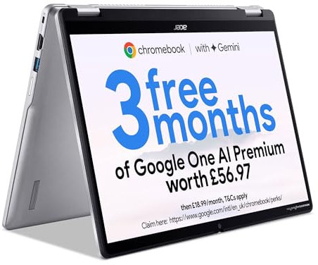 Acer Chromebook Spin 314, 14-inch WUXGA Touchscreen, Intel N100, 4GB RAM, 128GB Storage, 360° Convertible, Chrome OS