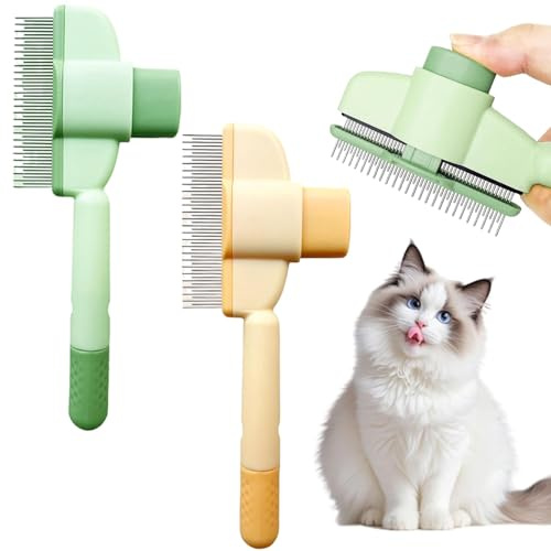Lot de 2 peignes à dents en acier inoxydable pour chats et chiens, peignes à dents en métal pour animaux de compagnie, peignes autonettoyants durables pour le toilettage