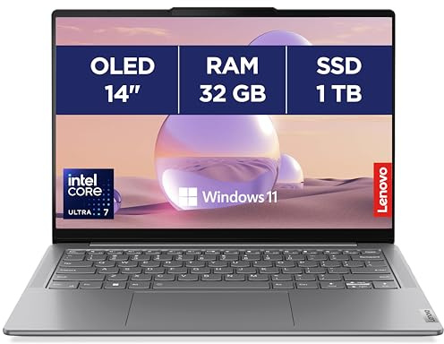 Lenovo Yoga Slim 7 14IMH9 - Ordinateur Portable 14'' OLED WUXGA (Intel Core Ultra 7 155H, RAM 32Go, SSD 1To, Intel Arc Graphics,Windows 11 Home) Clavier rétroéclairé AZERTY FR - Lunaire Gris
