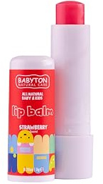 Babyton Herbal Lip Balm for Kids – Strawberry Flavour, 5g | Natural Moisturising Lip Balm Stick for Dry Lips | Paraben-Free, Plant-Based, Dermatologically Tested, Non-Greasy Finish (5 Gr, Strawberry)