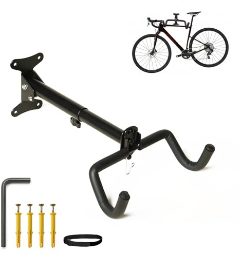 Samos® Soporte Bicicletas Pared Plegable – Colgador de Bicicleta de Universal con Ganchos Revestidos y Estructura de Acero – Soporte Pared Bicicleta Ajustable para Montaña, Carretera o Paseo