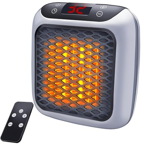 ZMURED Power Heater elektrisk väggvärmare 800 W, med termokeramisk teknik, digital termostat, 12 h timer, PTC-keramiskt värmeelement, 90° roterande kontakt, tyst