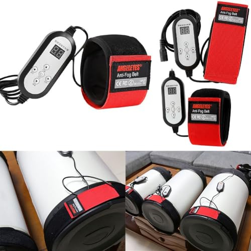 CashMuch Cinghia per riscaldatore di rugiada con obiettivo telescopico astronomico, 12 V, riscaldatore attivo anti-condensa per obiettivi di fotocamera, bird-watching e ambiti guida, nero e rosso