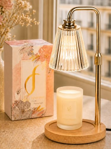 Funistree Gold Candle Warmer Lamp with Timer, Gifts for Women Mum Christmas | Height Adjustable Wax Melt Lamp with Timer & Dimmer & Bulb, Birthday Gift for Mum Her, Home Decor, Advent Calendar Presents