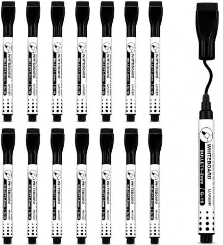 15 PCS Feutre Ardoise Effacable, Feutre Tableau Blanc Effacable, Marqueurs Effaçables pour Tableau Blanc avec Capuchon Magnétique et Gomme Intégrée, Encre à Faible Odeur pour École Bureau Maison