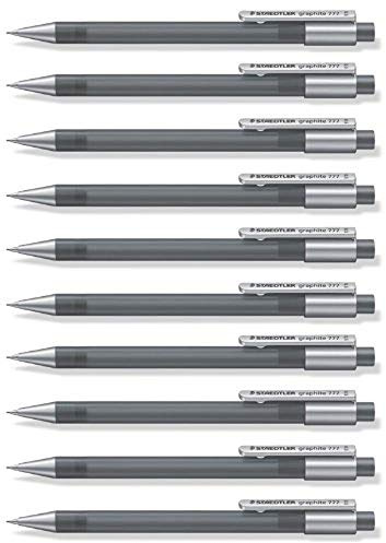 Staedtler Staedtler 777 05-8 Druckbleistift graphite gefüllt mit B-Minen, Minendurchmesser 0,5 mm, Schaftfarbe: grau, 10 Stück im Kartonetui