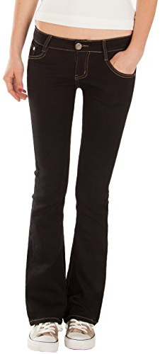 Fraternel damjeans byxor bootcut höftjeans utsvängda byxor, svart, L
