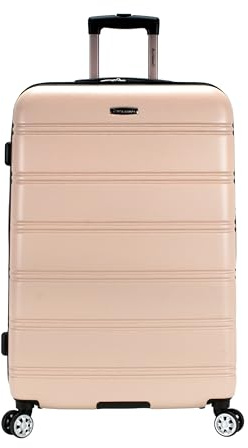 Rockland Melbourne Hardside Expandable Spinner Wheel Luggage, Champagne, Checked Large 28