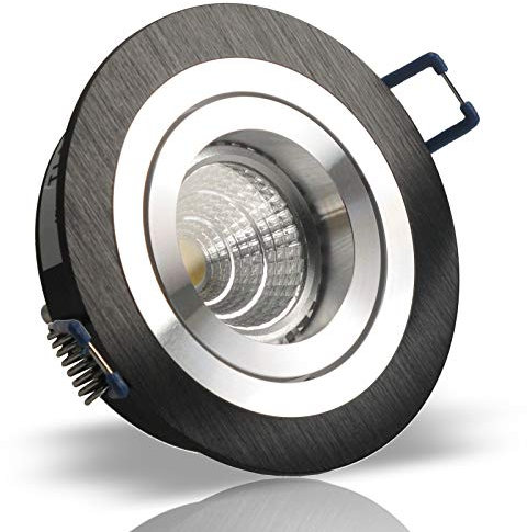 trendlights24 Noble Decken Einbauleuchte 5x Schwarz rund 230V Hochvolt GU10 schwenkbar - ohne Leuchtmittel - Aluminium Einbaustrahler Einbauspot