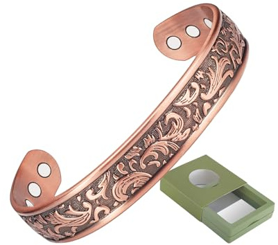 YINOX Magnetiska rena koppararmband armringar för artrit för män med 6 st magneter, present till pappa e Koppar, cod. CPB-0918