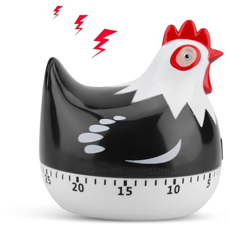 60 Minute Mechanical Kitchen Timer Chicken Shaped Timer Cute Cartoon Chicken Kitchen Countdowntimer with Loud Alarm Wind Up Cookingtimer 2.55×2.55inch Mechanical Rotating Reminder Baking Cooking