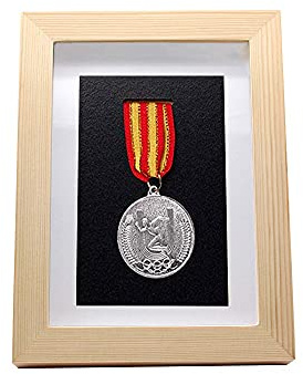 Cornice Espositiva In Legno Massello Per Medaglie Belliche, Militari E Sportive, Raccolta Commemorativa Di Foto E Carte Di Maratona