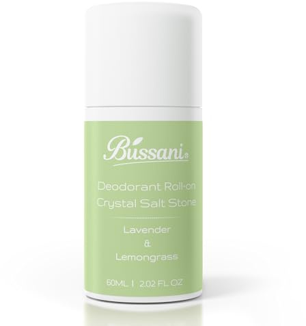 Bussani Deodorant Roll On Crystal Salt Stone for Women, Men, Girls, Kids, Boys | Aluminum & Baking Soda Free | 24-Hour Odor Protection | Fragrance: Lemongrass & Lavender 2.02 fl oz