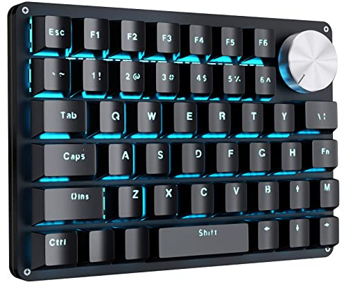 Koolertron One Handed Mechanical Gaming Keyboard with 24 Macro Keys, 45-Key Fully Programmable Mini Keypad, Blue Backlit/Red Switches for Windows PC Gamers