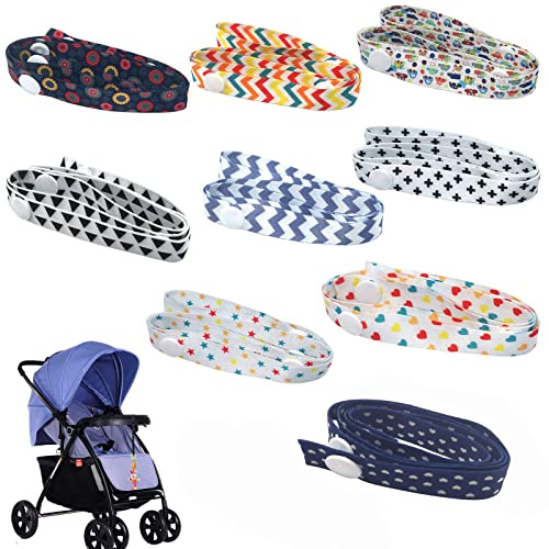 SwirlColor Correa Juguetes Anticaída Soporte para Accesorios para Cochecito Correa Ajustable para Cochecito Patrones Surtidos 9 Piezas (60 cm / 24 Pulgadas)