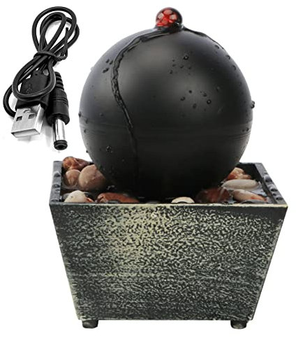 Rwoora Fontaine à boule de table, fontaine à eau en pierre irrégulière d'intérieur pour la relaxation, décoration de maison/bureau, méditation, résine d'eau, cadeau de pendaison de crémaillère,