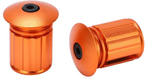 BROLEO Bike Handlebar Plug, Durable Aluminum Alloy Bike Handlebar End Caps Firm Lightweight for 18‑20mm/0.7‑0.8in Handlebars (Orange)