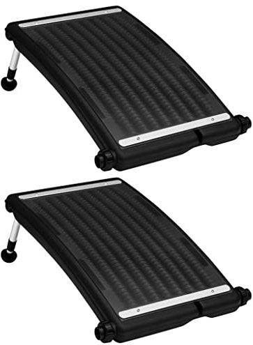KIPPOT Calentador Solar Piscinas, Paneles calefactores solares de Piscina curvos 2 uds 72,5x46 cm Sistema de Calefacción Calentador Agua Caliente, Altura de la Pata de Aluminio Regulable 26-35 cm