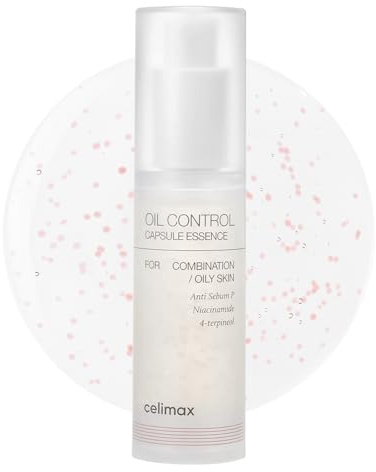 celimax Oil Control Capsule Essence - Talgregulierend, nicht komedogen, mattierend & feuchtigkeitsspendend, mit Hyaluron-Kapseln & Teebaum, leichte Formel für fettige Haut, Korean Skincare, 30 ml