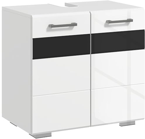 kleankin Mobile Sotto Lavabo Bagno a U 2 Livelli 60x36.5x56 cm Bianco