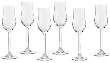 ECHTWERK Grappa-Gläser 6er Set, 120 ml - Obstler Gläser, Robuste Likörgläser mit tulpenförmiger Form und langem Stiel, für Digestifs zum Dessert & Käse, spülmaschinenfest, 19,3 x 5,2 cm