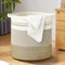 BBLTIFF Cesto Portabiancheria 50L, Portabiancheria Sporca Cotone con Manico, Ceste Portaoggetti, Cesta Panni Sporchi 32 x 47 CM per Riporre Vestiti, Biancheria da Letto e Giocattoli (Bianco e Marrone)