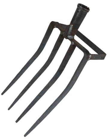 Cetfuro Forcone da Giardinaggio, Attrezzo da Giardinaggio A Forchetta In Metallo con 4 Artigli da Giardinaggio per Compost, Forcone per Pacciamatura di Fieno