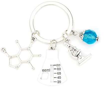 Tranbath Porte-clés microscope chimie cadeau pour femmes, cadeau d'anniversaire amies, porte-clés chimie pour l'école, pendentif d'amitié rentrée scolaire, accessoires de soins