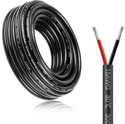 30M/98.4ft 2 * 0.75mm² Electric Cable, 18AWG Electrical Wire, 5V/12V/24V Low Voltage Extension Cable, 2 Core Outdoor Landscape Lighting Tinned Copper Wires, Flexible High Temperature Resistant Wire