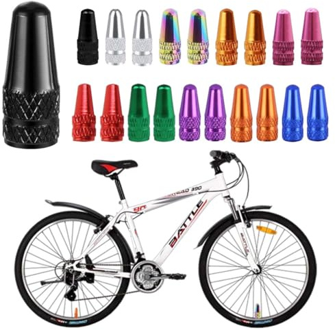 GHPKOTW 20 Tappi Valvola Presta Bicicletta, Tappo Valvola Alluminio Anodizzato Multicolore, Stile Francese, Anti-Polvere, Per Mountain Bike, Bici Da Strada, Ciclismo