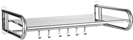 Scaffale per forno a microonde in acciaio inox, mensola pieghevole a parete con 5 ganci, supporto salvaspazio per forno da cucina, versatile