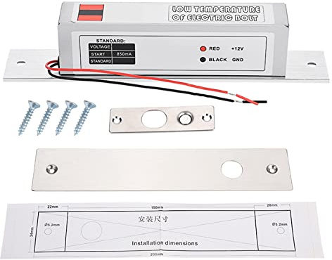 Cerradura Electrónica de Cerrojo Eléctrico NC 24V, Cerradura Mortaja para Puerta, Bajo Consumo y Alta Durabilidad - Automático, Cierre Sólido, Ideal para Control de Acceso y